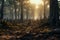 Unearthly postapocalyptic forest with trees that