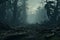 Unearthly postapocalyptic forest with trees that