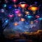 Unearthly Umbrellas: Rain of Light in the Galactic Ballet