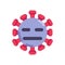 Unemotional coronavirus emoticon flat icon