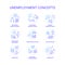 Unemployment type blue gradient concept icons set