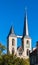 Unequal towers of early gothic St. Martini church in Halberstadt