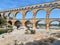 Unesco aqueduct french Pont du Gard bridge in provence natural park