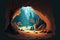 Unexplored cave computer illustration