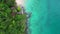 unexplored tropical island beach paradise. Majestic aerial top view flight drone