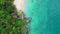 unexplored tropical island beach paradise. Stunning aerial top view flight drone