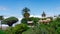 An unfamiliar view of the Dragon Tree, the town of Icod de los Vinos and the church