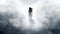 Unfathomable Fashion: Woman\\\'s Silhouette Emerging From Thick White Fogs