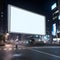 Unfilled billboard overlooking a tech-infused cityscape