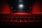 Unfilled Cinema: Rows of Red Seating.