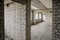 Unfinished apartment in a white sand-lime brick building