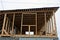 Unfinished attic and wooden beams and plank roof