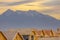 Unfinished homes and Mount Timpanogos in Utah