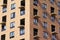 Unfinished modern high-rise buildings, facade close-up