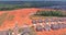 Unfinished subdivision housing construction site from an aerial perspective