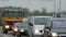 Unfocused view on traffic jams in Lithuania, Blurred scene.