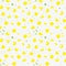 Unfolded chamomile on the whole green background, seamless pattern. Vector Illustration