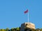 Unfurled Albanian Flag Flying at Berati Castle