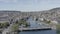 Ungraded drone aerial view of Zurich city waterfront in Switzerland