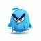Unhappy Blue Bird Cartoon Illustration on White Background. Generative ai