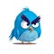 Unhappy Blue Bird Cartoon Illustration on White Background. Generative ai