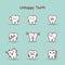 Unhappy cartoon tooth set