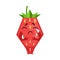 Unhappy crying strawberry. Cute cartoon emoji character vector Illustration