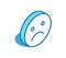 Unhappy emoji isometric icon. Upset, unsatisfied face 3D line symbol.