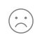 Unhappy emoji line icon. Upset, unsatisfied, face symbol.