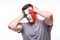 Unhappy and Failure of goal or lose game emotions of Italian football fan