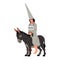 An unhappy heretic in a cone cap rides a donkey.