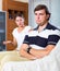 Unhappy husband stop quarrelling with wife