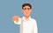 Unhappy Man Blaming and Pointing his Finger Vector Cartoon Illustration