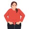 Unhappy overweight woman unable to fasten jeans, need lose weight for body keep fit. Fat female suffer from excessive bodyweight.
