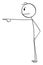 Unhappy Person Pointing at Something, Vector Cartoon Stick Figure Illustration