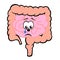 Unhappy unhealthy crying small and large intestines  cartoon character
