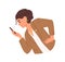 Unhappy woman looking at smartphone screen, reading bad news or message. Angry annoyed businesswoman holding and staring