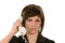 Unhappy woman with telephone