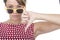 Unhappy Woman Wearing Sun Glasses Thumbs Down