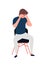 Unhappy young man sitting on chair. Depressed boy. Male character in depression, sorrow, sadness, distress, trouble