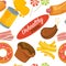 Unhealthy food and ingredients, fatty products seamless pattern