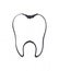 Unhealthy human tooth with caries. Outline. Vector illustration. Symbol of somatology and oral hygiene. Hand drawn sketch.