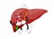 Unhealthy liver cartoon character.