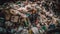 Unhygienic garbage heap pollutes environment, recycling symbol offers hope generated by AI