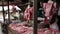 unhygienic meats on ground without ice in asian market