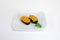 Uni sea urchin sushi japanese cuisine in ceramic plate