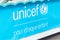 Unicef blue banner, Paris, France.