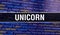 UNICORN with Abstract Technology Binary code Background.Digital binary data and Secure Data Concept. Software / Web Developer