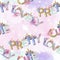 Unicorn Alphabet On soft watercolor  background seamless pattern