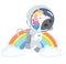 Unicorn Astronaut flying with Rainbow